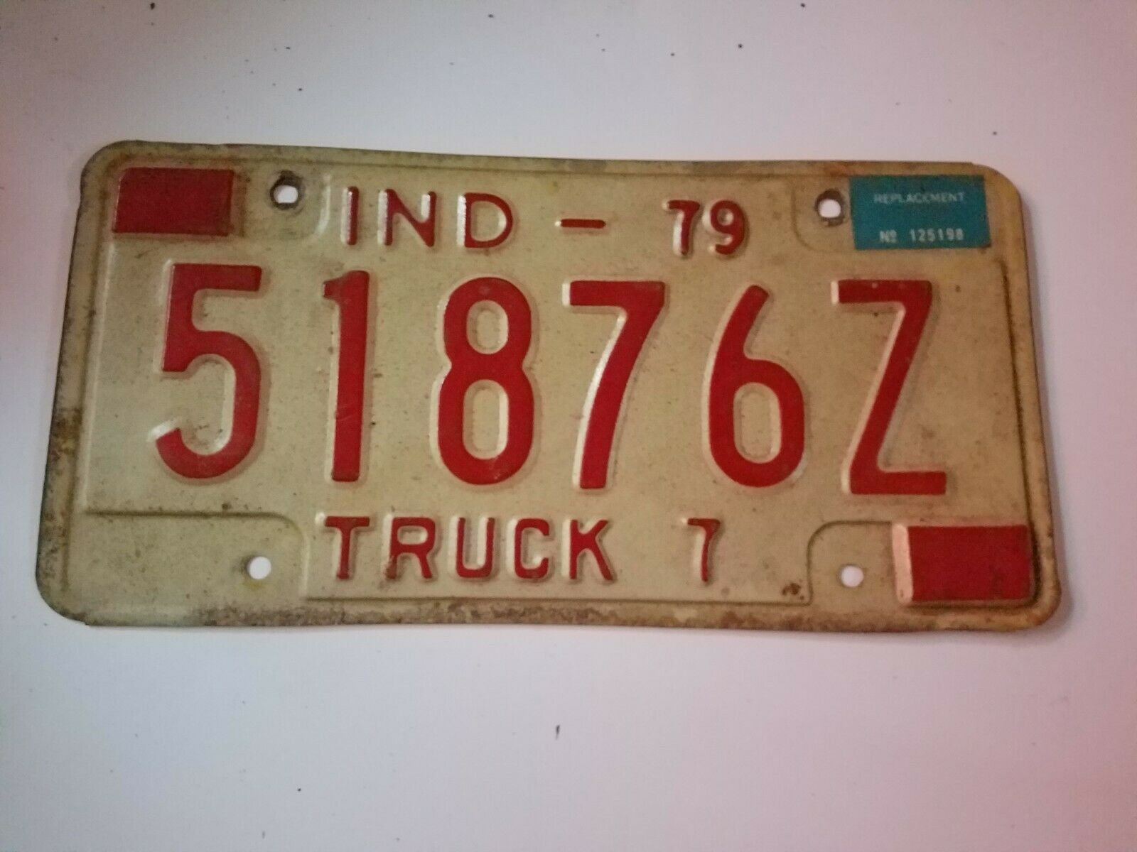 1979 Indiana Ind Truck 7 7000 Lbs License Plate 51876z Vintage Man Cave