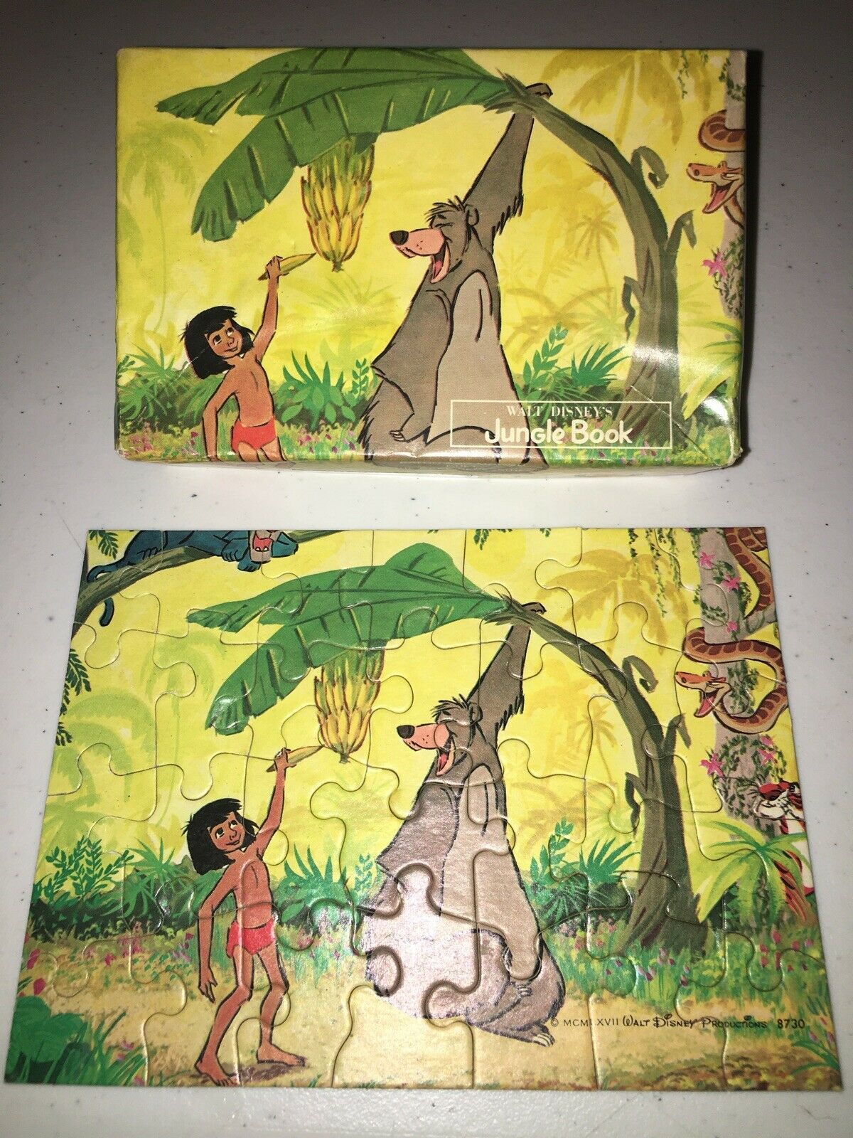 Vintage 1967 Walt Disney Jungle Book Puzzle Mowgli & Baloo With Original Box.