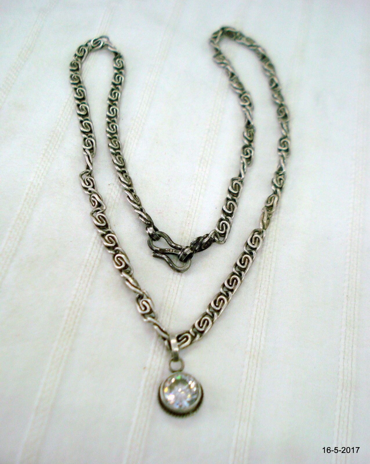 Vintage Antique Tribal Old Silver Chain Pendant Necklace Handmade Jewelry