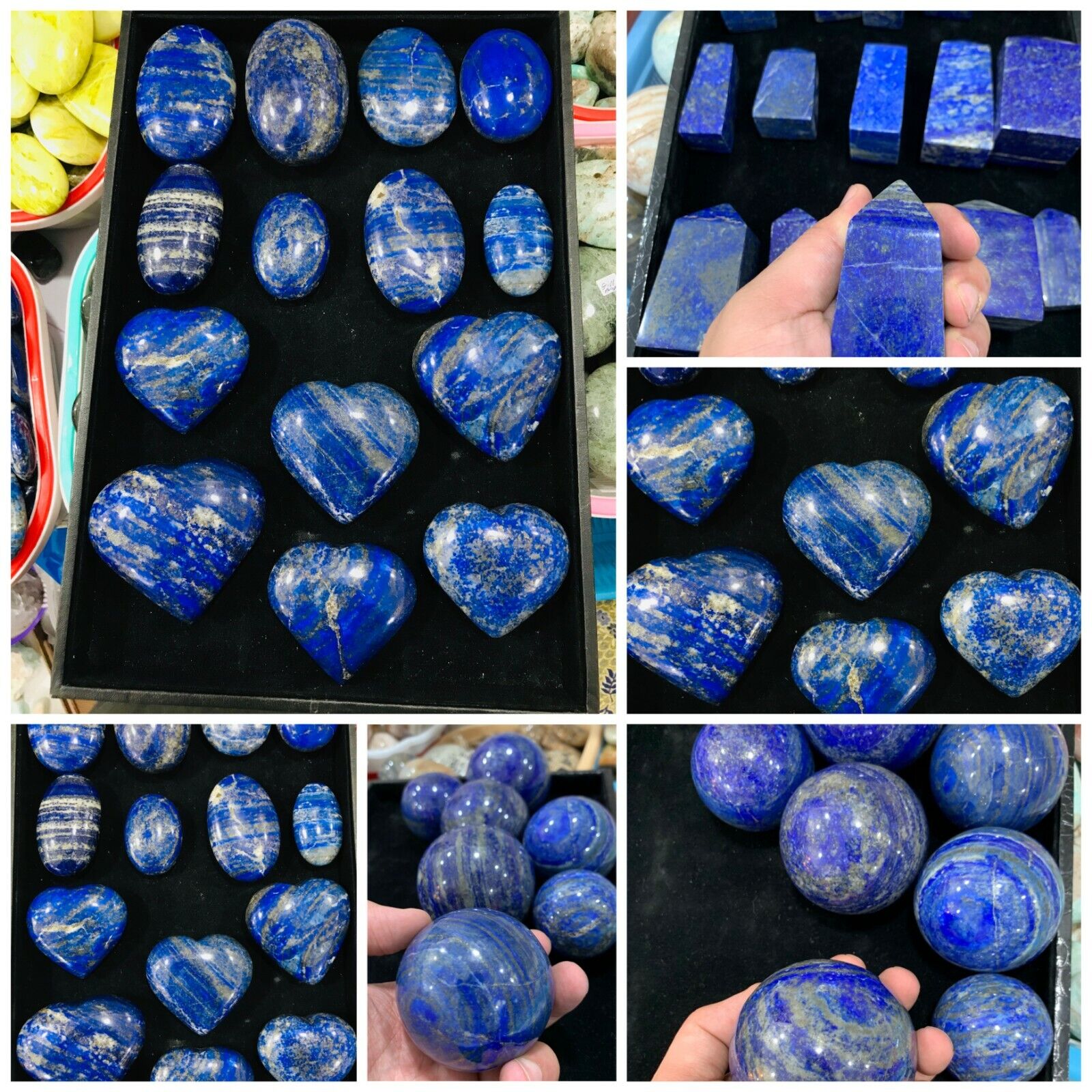 15 Kg Deal Mix Lapis Lazuli Hearts '  Spheres ' Palms ' Towers ' Lot