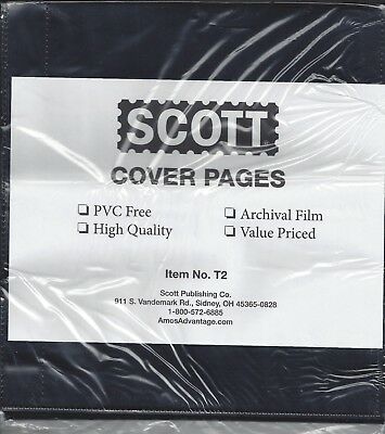 Pkg. 25 Scott T2 2-pockets Double-sided Black Refill Pages For Cover Album