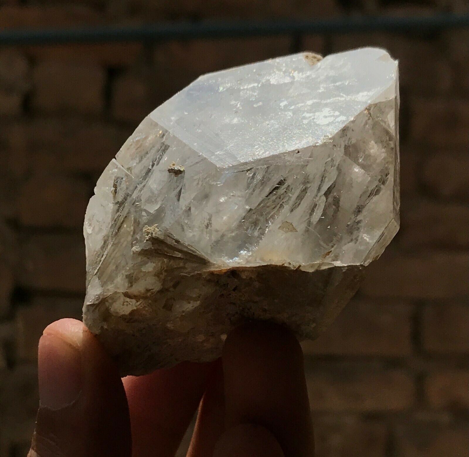 Natural Quartz With Epidote Crystal Specimen Enclosing Crystal ' Clear  146gr