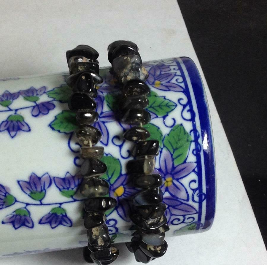 2 Stretch Smoky Color Rustic Agate Bracelets/(y370-w1)
