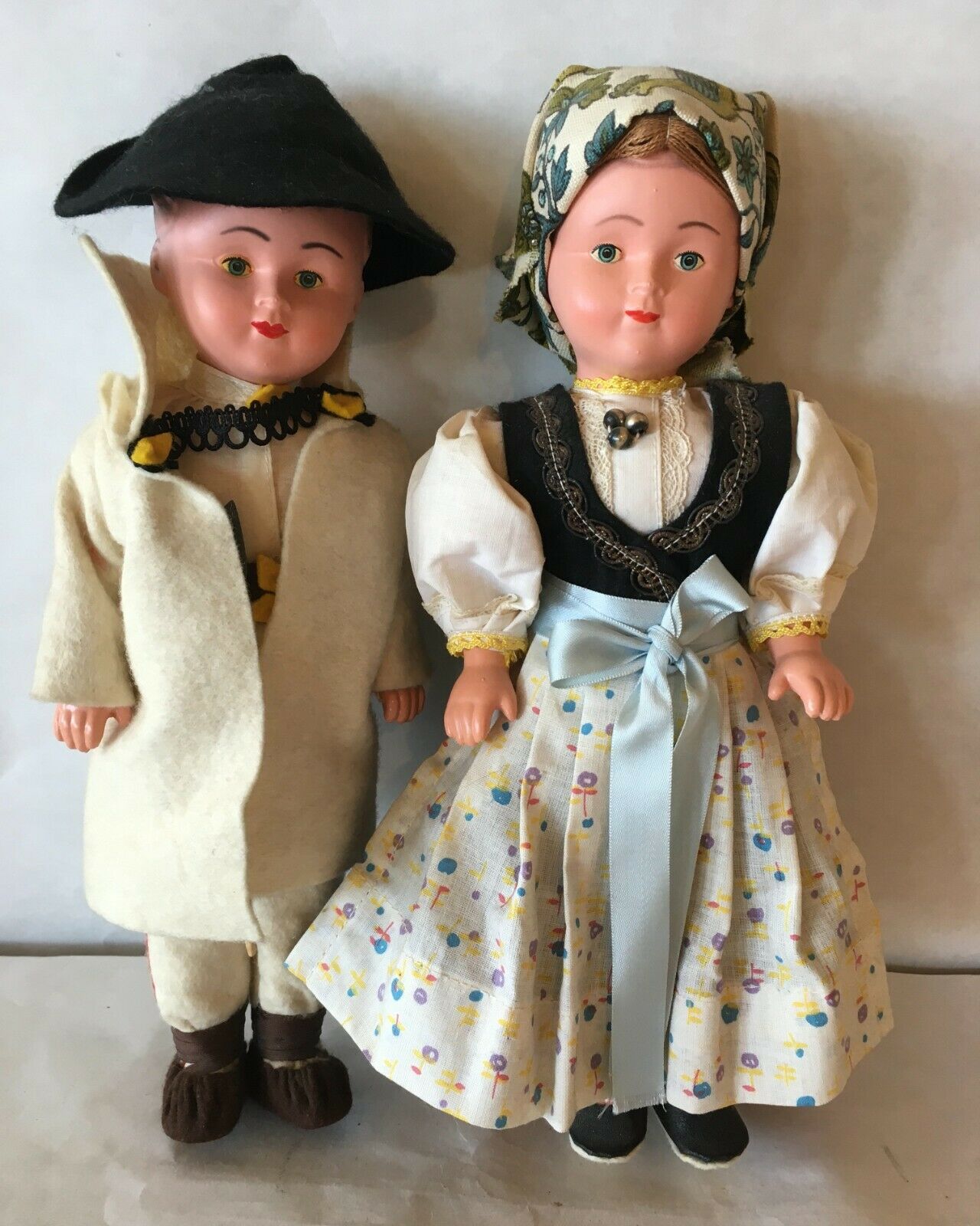 Vtg Czechoslovakian Boy/girl Doll Tradt'l Folk Clothing Czech 12” Lidova Tvorba