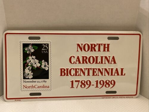 Usps North Carolina Bicentennial Collectible License  Plate Topper