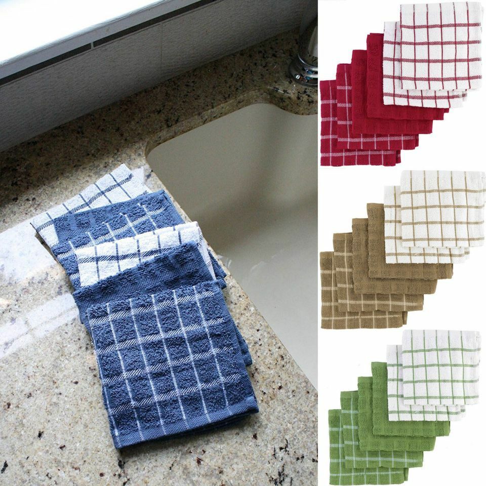 New Ritz Terry Cotton 6 Pack Kitchen Dish Cloths - 12" X 12", 6 Pack
