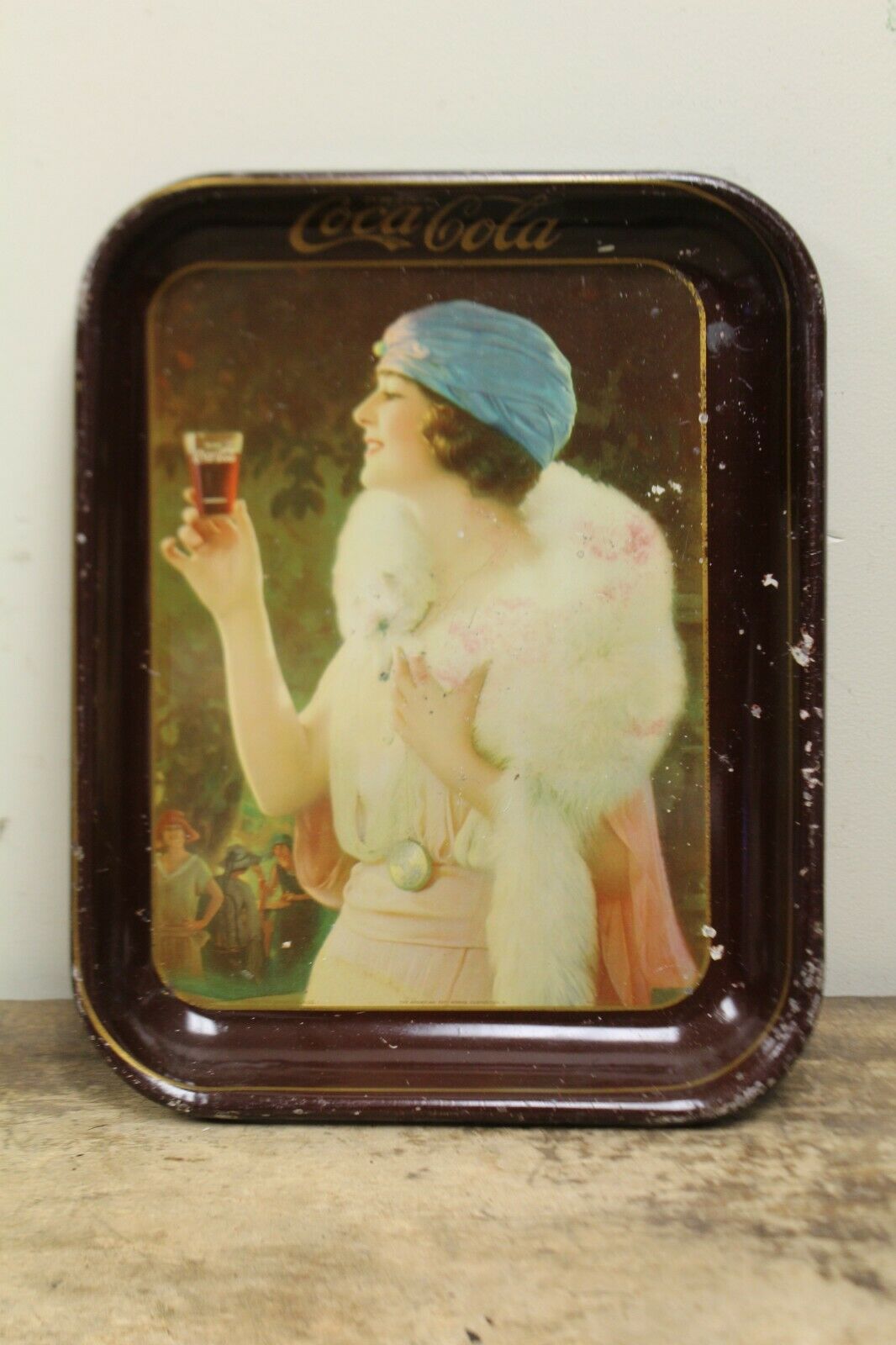 Original Vintage Coca Cola Tray Party Girl 1925 Coshocton Usa American