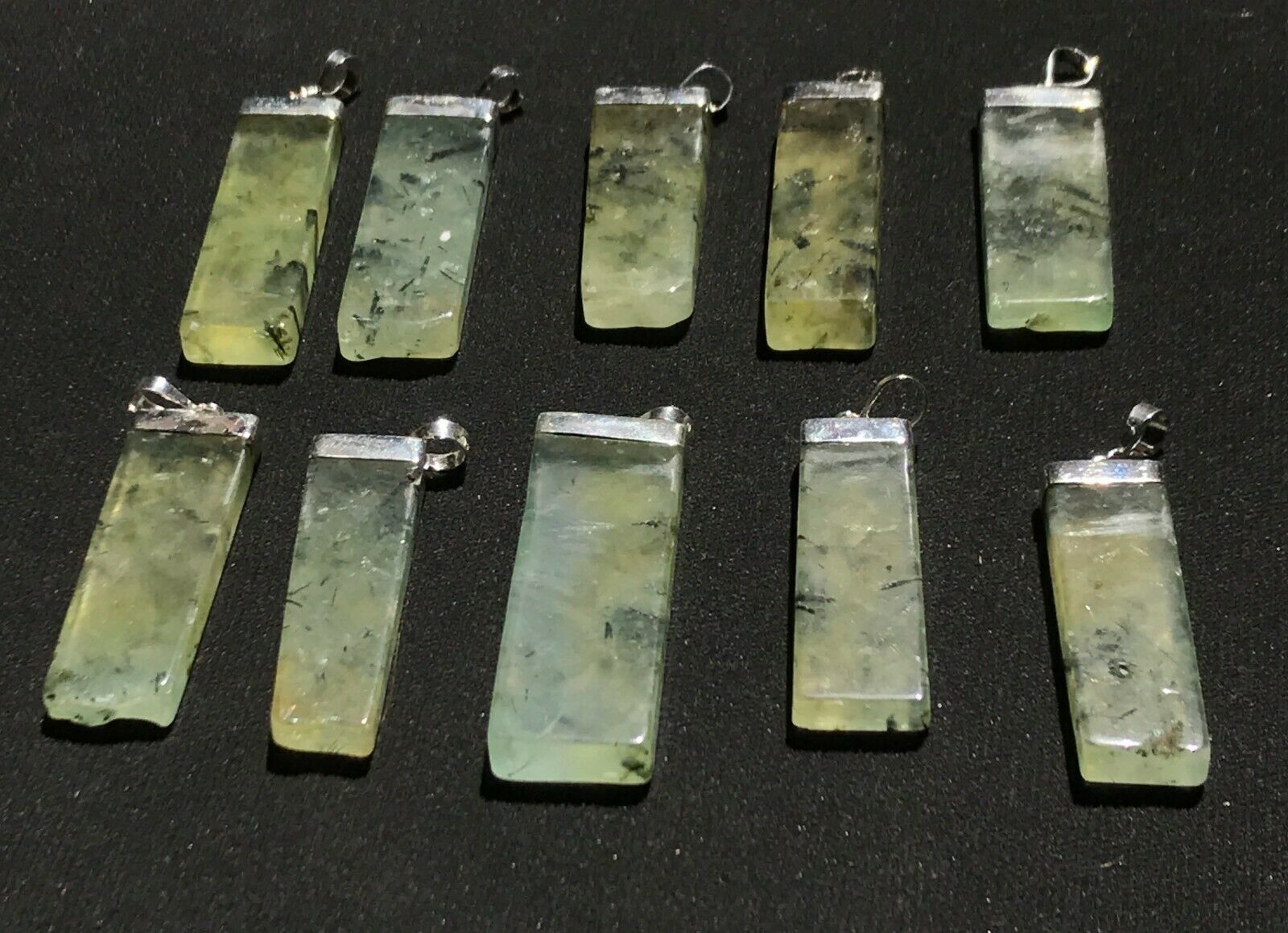 10 Pieces Prehnite Pendants ' Natural Prehnite Crystal Stone 100gr (c39)