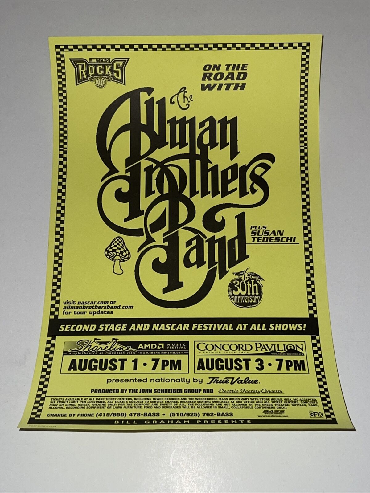 Allman Brothers Band 30th Anniversary Shoreline 1999 Original Concert Poster