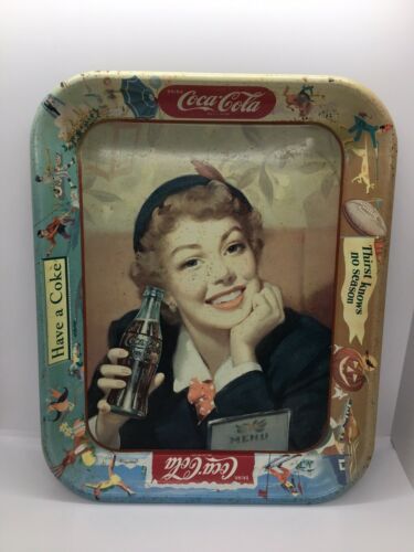Vintage 1950's Coca Cola Coke Dinner Tray Antique Advertising Sign Serving Ad