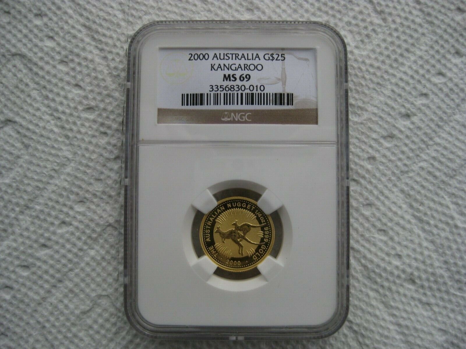 2000 Australia G$25 Gold 1/4 Oz Australian Kangaroo / Nugget - Ngc Ms69