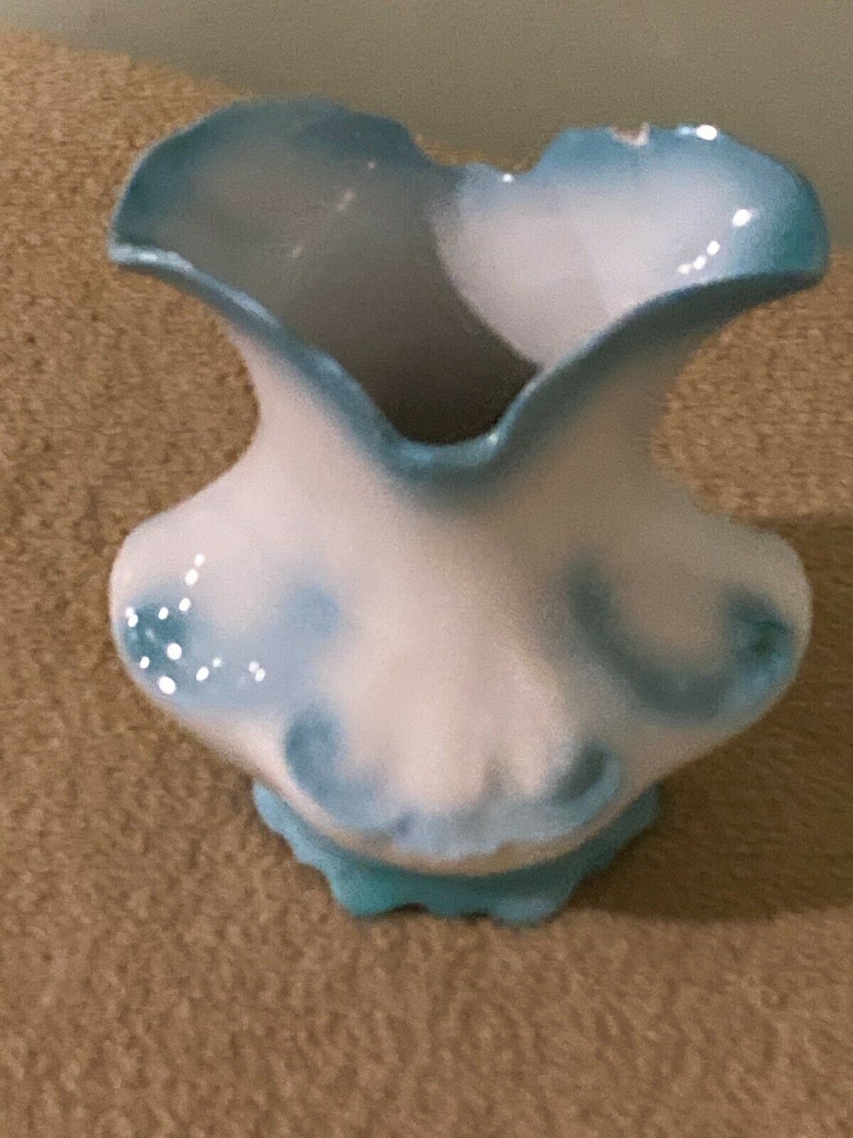 Antique Wm Grindley Co / England / Vase / Turquoise & White / Victorian Decor