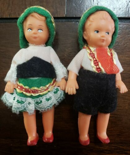 Vintage Miniature Boy And Girl Ethnic Dolls - Made In Germany 3"