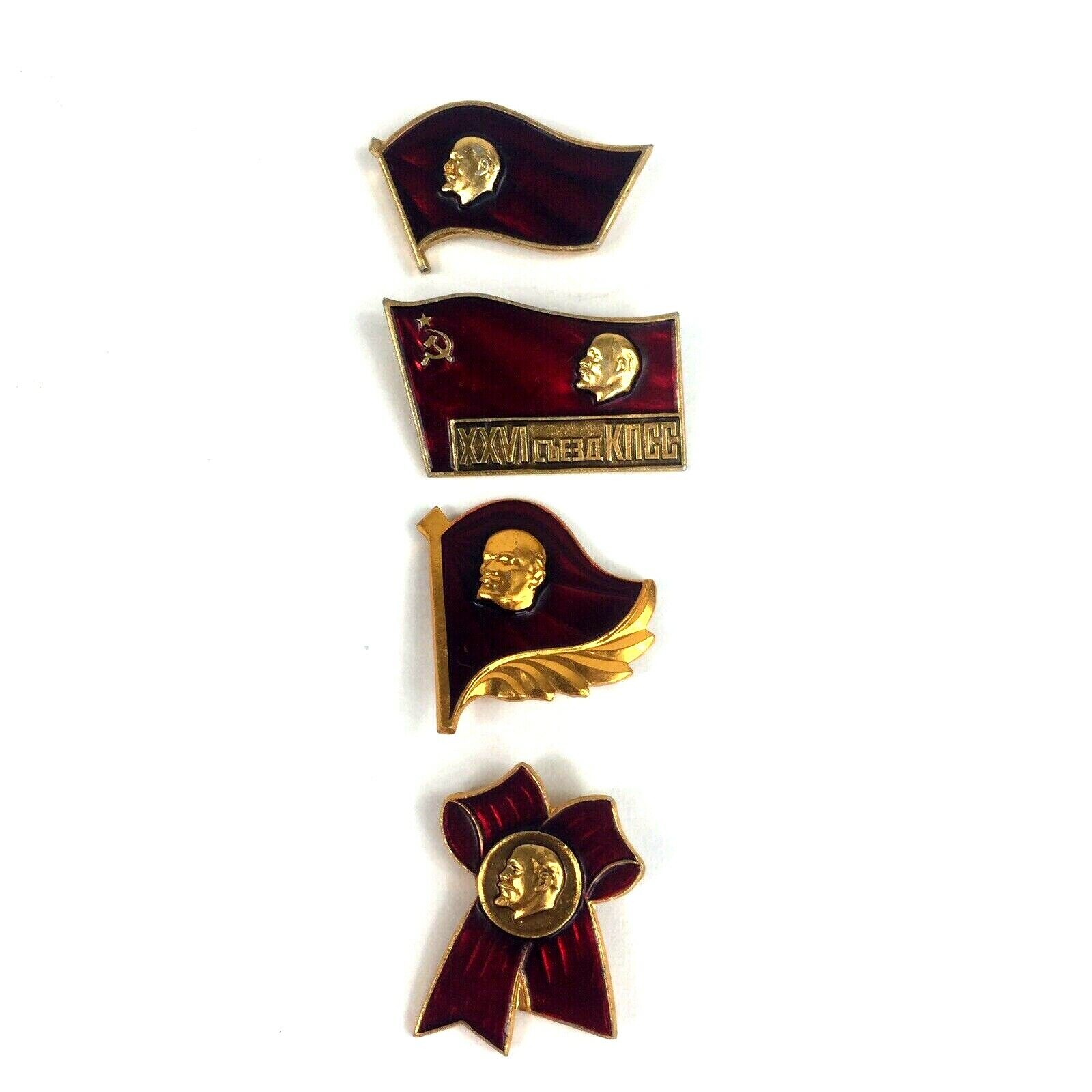 Russian Cold War Pins Collection Lot Of 4 Communist Russia