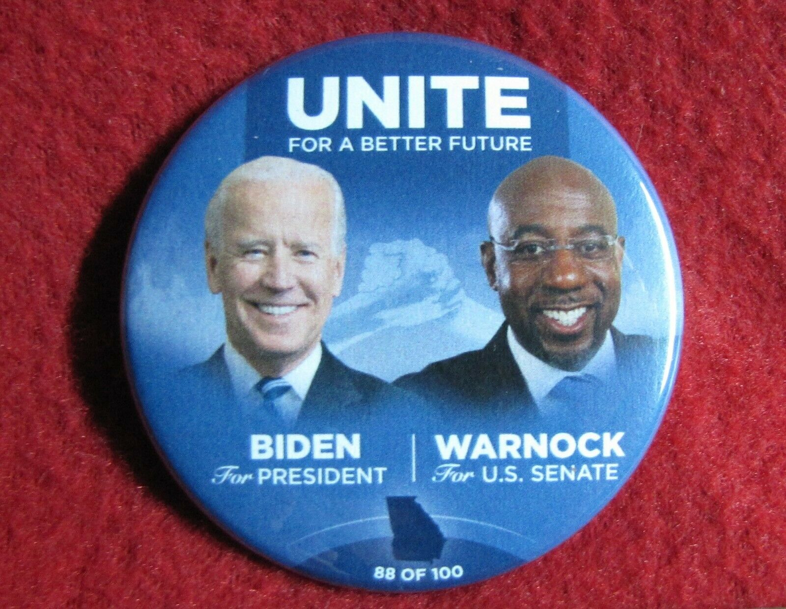 2020 Joe Biden Rafael Warnock Senate Georgia #88 2 1/4" Political Pinback Button