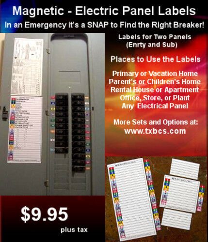 Magnetic And Color-coded 30 & 11 Circuit Breaker Box Electric Panel Label Sets