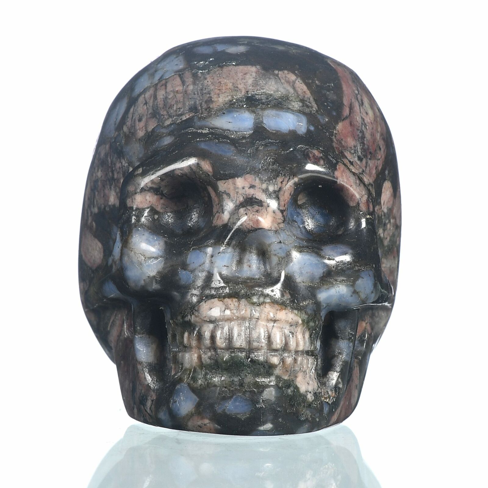 1.93"natural Llanlite Carved Skull Metaphysic Healing Power #33m02