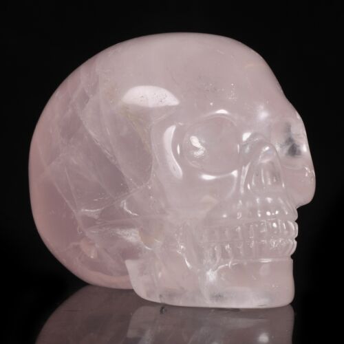 1.89"natural Rose Quartz Crystal  Carved Skull Metaphysic Healing Power #33f06