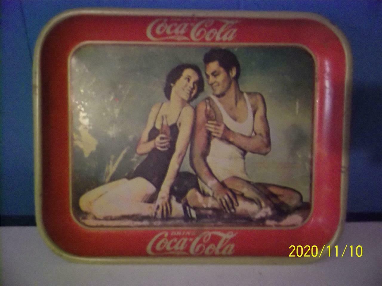Coca-cola Vintage  Metal Tray W/ Maureen O'sullivan & Johnny Weissmuester 1974