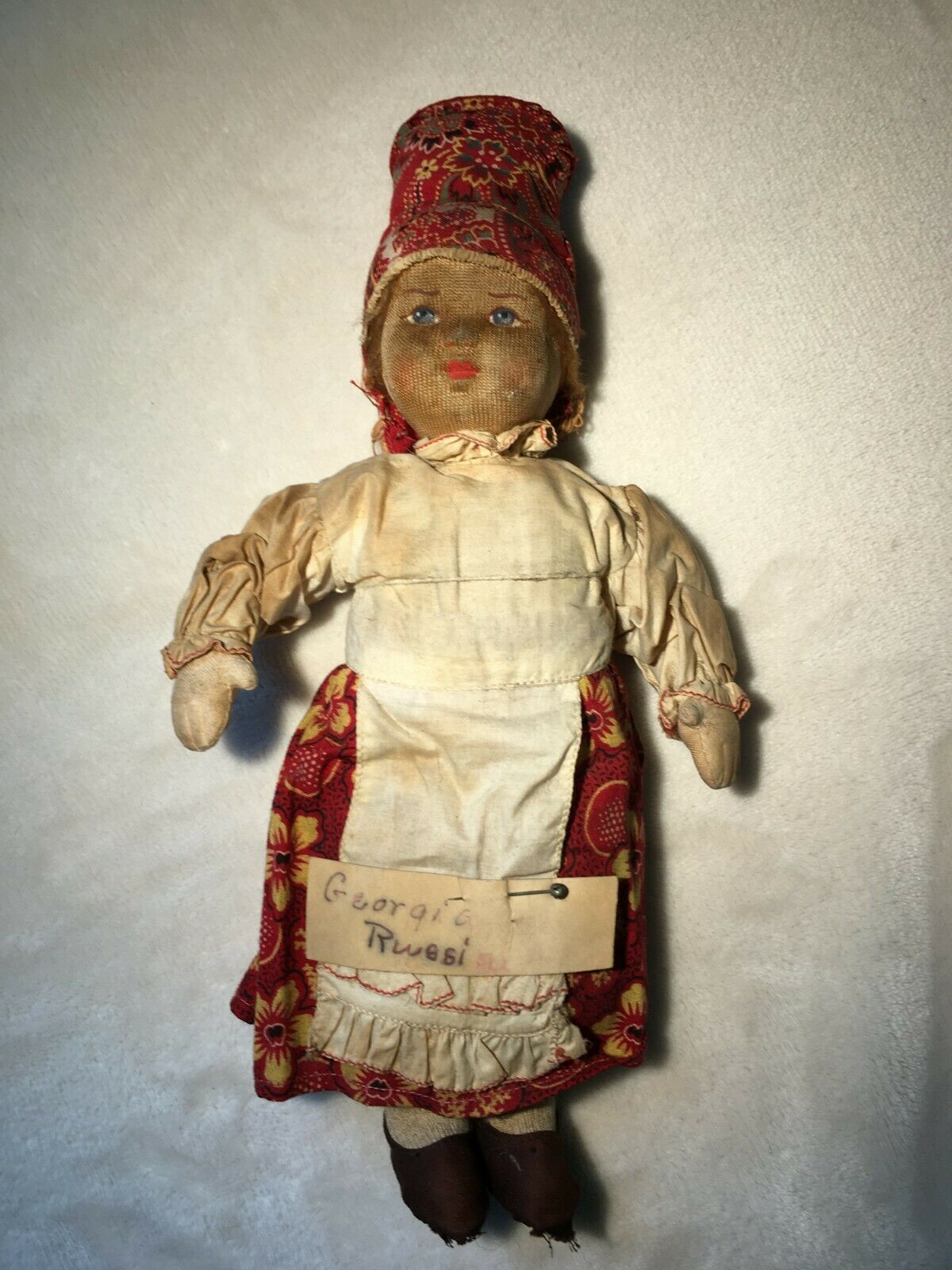 Vintage Russian Cloth Stockinette 10" Doll - 8098