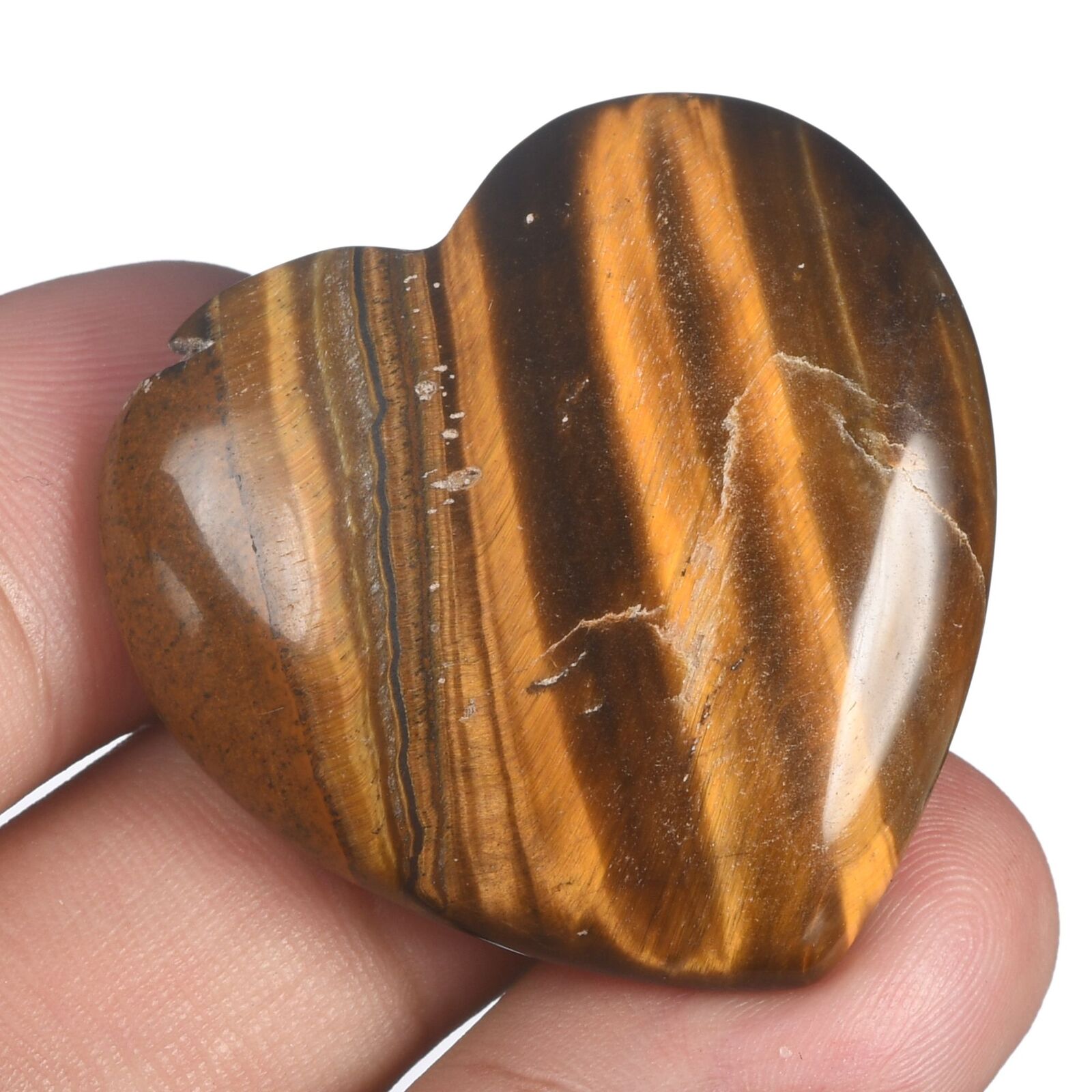 1.38" Natural Yellow Tiger Eye Carved Heart Metaphysic Healing Collectibles #35f