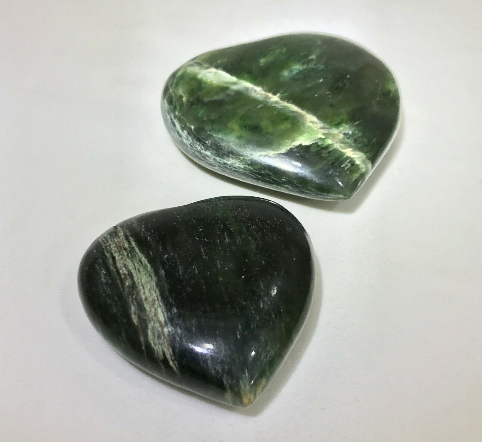 2 Pieces Green Jade Nephrite Hearts ' Rocks And Minerals, Gift Stone Jade '