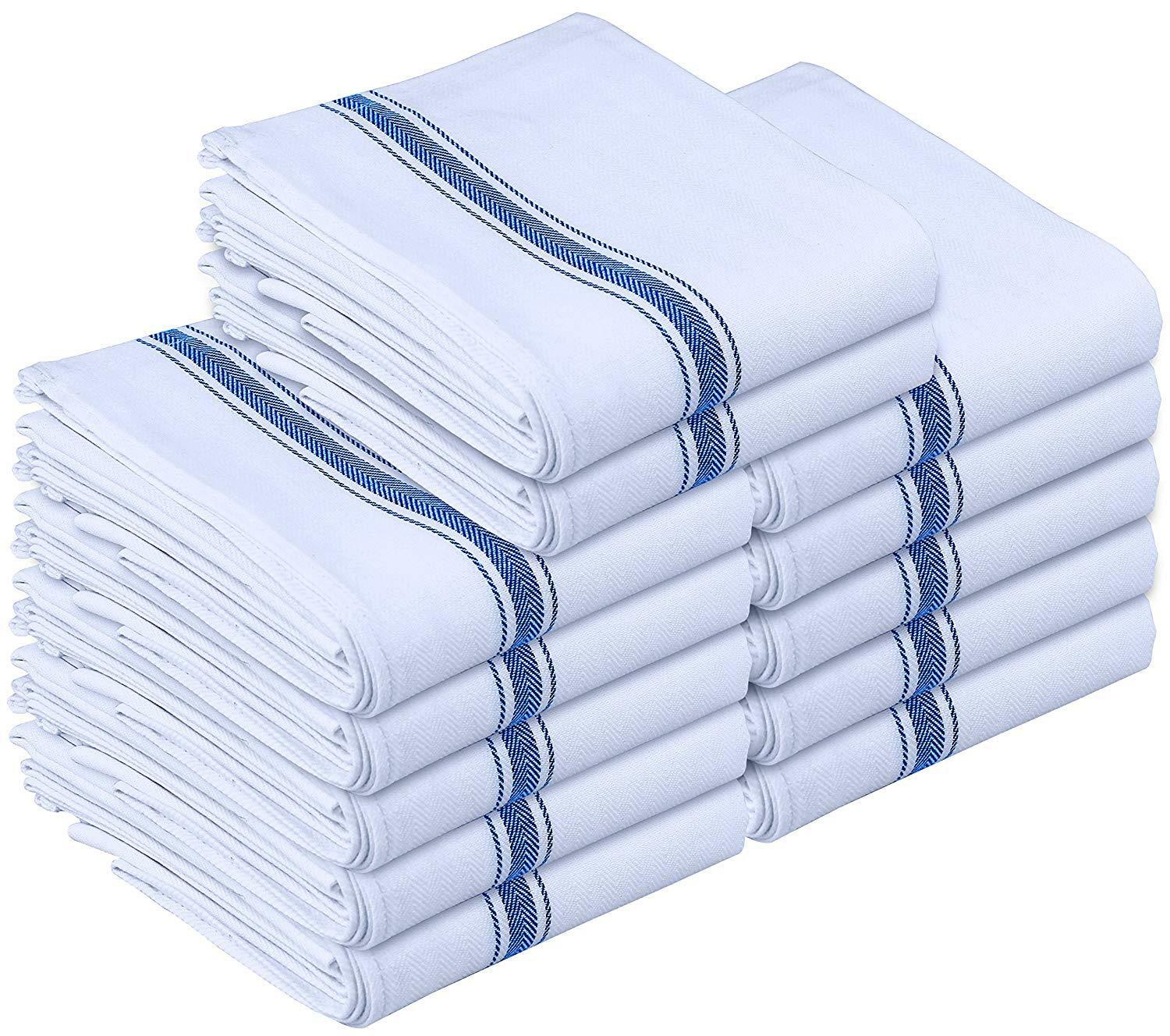 Dish Towels 12 White Cotton Striped 15 X 25 Kitchen Tea Towels Utopia Towels