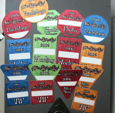 Allman Brothers Backstage Passes 16 Satin Passes 2006 Different Shapes !