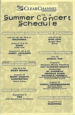 Madonna Bon Jovi Janet Jackson Allman Bros Ringo Yes Phil  Concert Flyer 2001