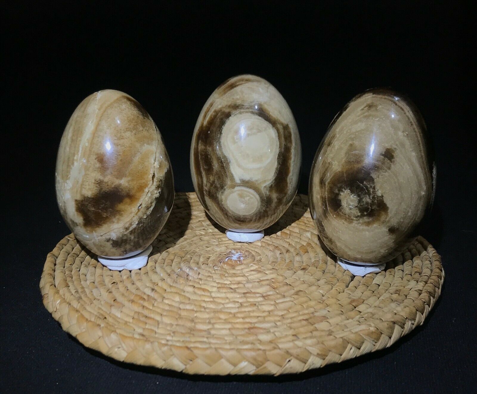 3 Pieces Brown Chocolate Calcite Eggs ' Polish Stone Eggs 727gr (c55)