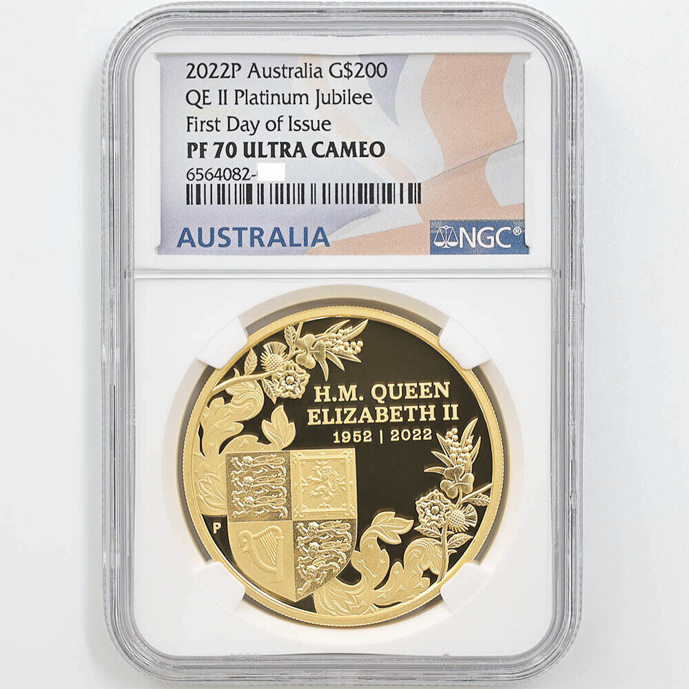 2022 Australia Queen Elizabeth Ii Platinum Jubilee 2oz Gold Proof Coin Pf 70 Uc