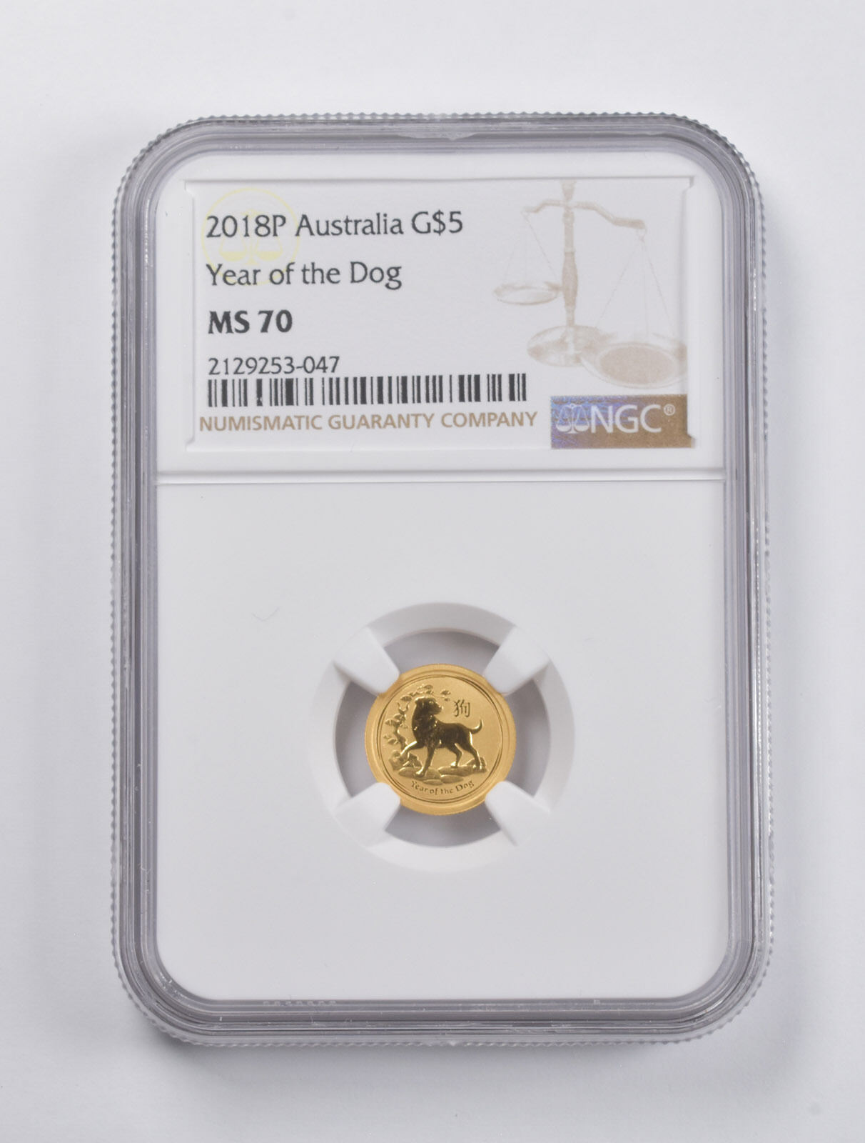 Ms70 2018-p Australia $5 Gold Year Of The Dog 1/20 Oz. .999 Fine Gold Ngc *2953