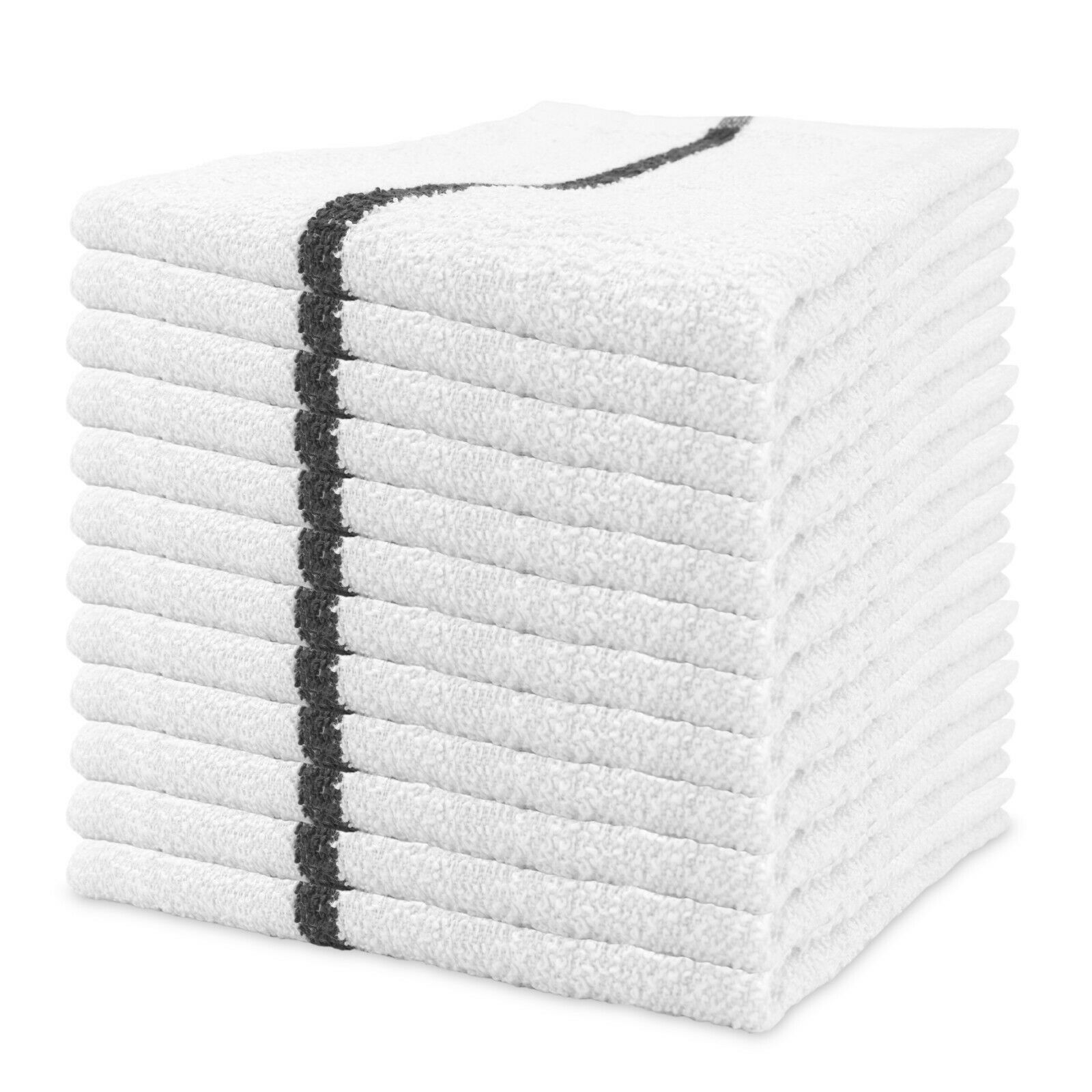 Qwick Wick Bar Mop Terry Towels -  16 X 19 Cotton Kitchen Towels - Packs Of 12