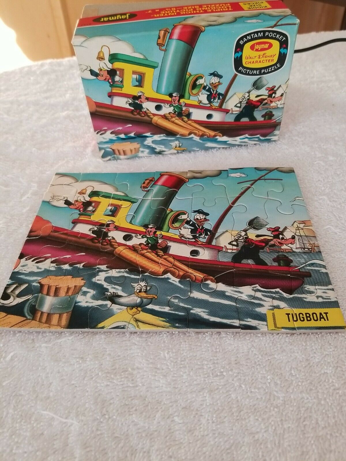 Vintage Jaymar Bantam Pocket Picture Puzzle Mickey's Tugboat 1967