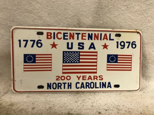 Vintage 1976 North Carolina Bicentennial Usa License Plate