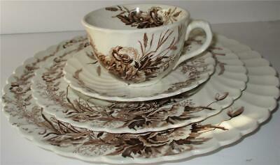 Royal Staffordshire 4 Piece Place Setting Clarice Cliff Harvest Brown Dinnerware