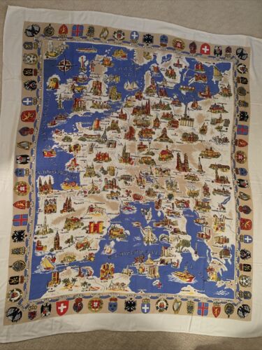 Vintage Tablecloth Of European Countries