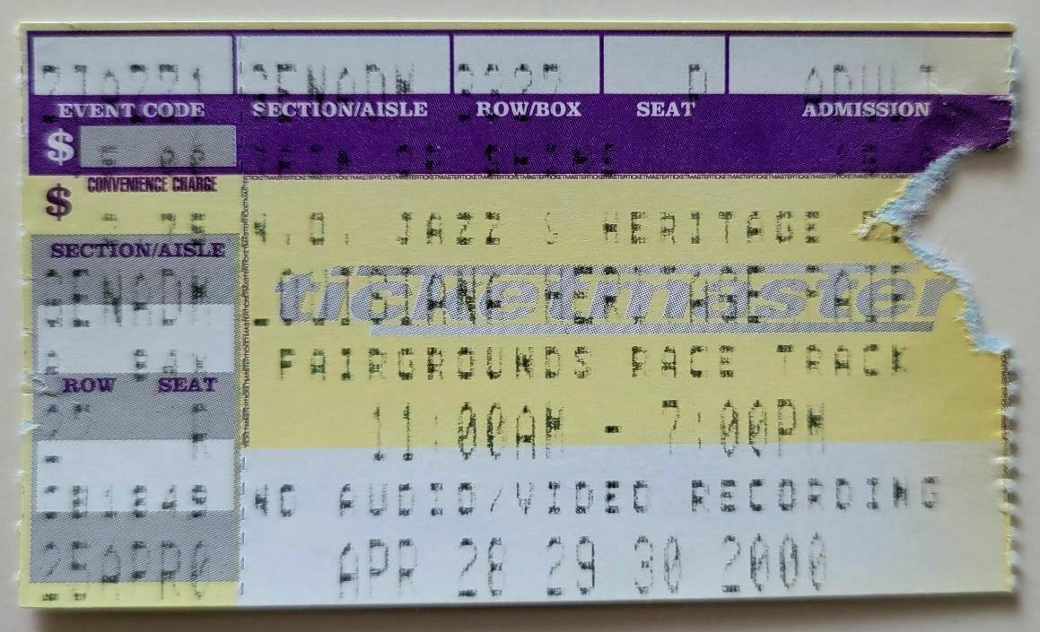 Allman Brothers Derek Trucks Band 2000 New Orleans Jazz Festival Ticket Stub Abb