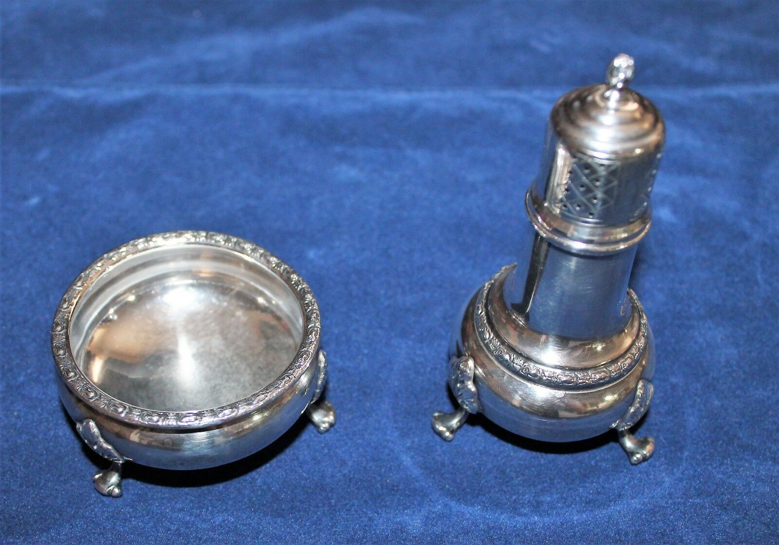 Antique Sterling Pepper Shaker And Salt Cellar By Frank Whiting Talisman Rose