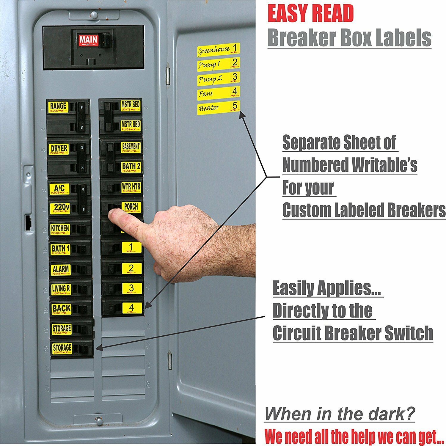 Easy Read Circuit Breaker Labels That Apply Directly To Switch Universal Fit Lot