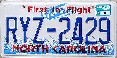 North Carolina First In Flight License Plate (random Plate#)