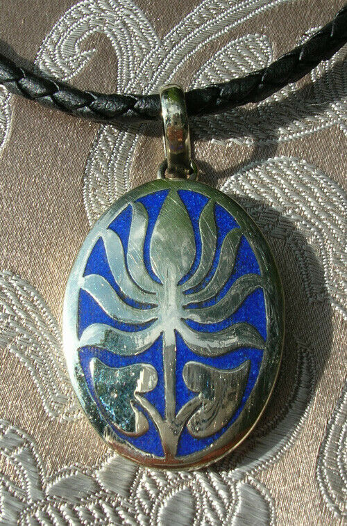Great Amulet From Nepal With Lotus Flower Silver + Lapislazuli