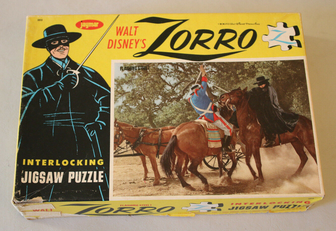 Vintage Walt Disney's Zorro 1958 Jaymar Jigsaw Puzzle "flashing Steel" Complete