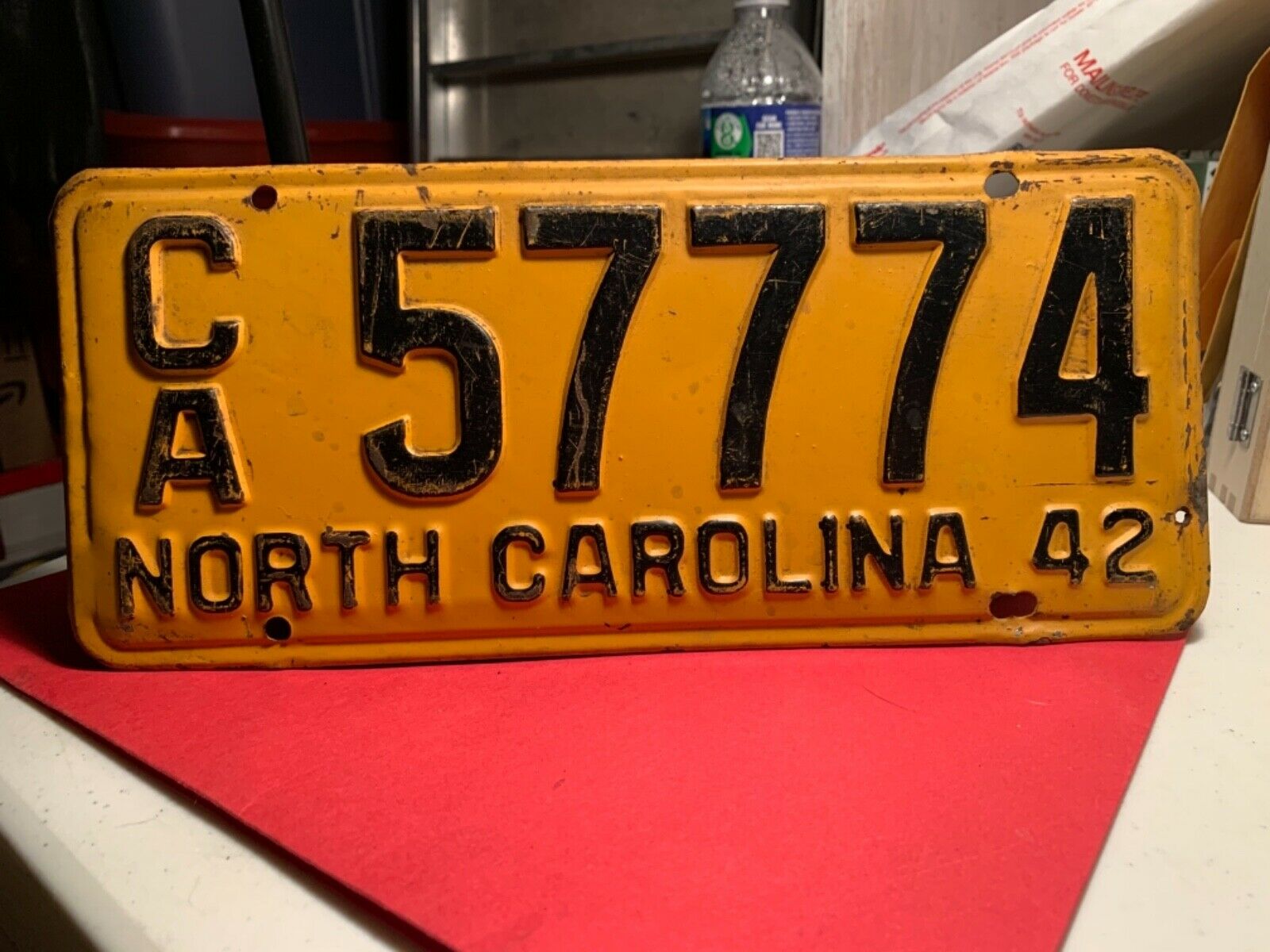1942 North Carolina Wwii License Plate Car Auto Tag Original Paint Gas Oil Usa