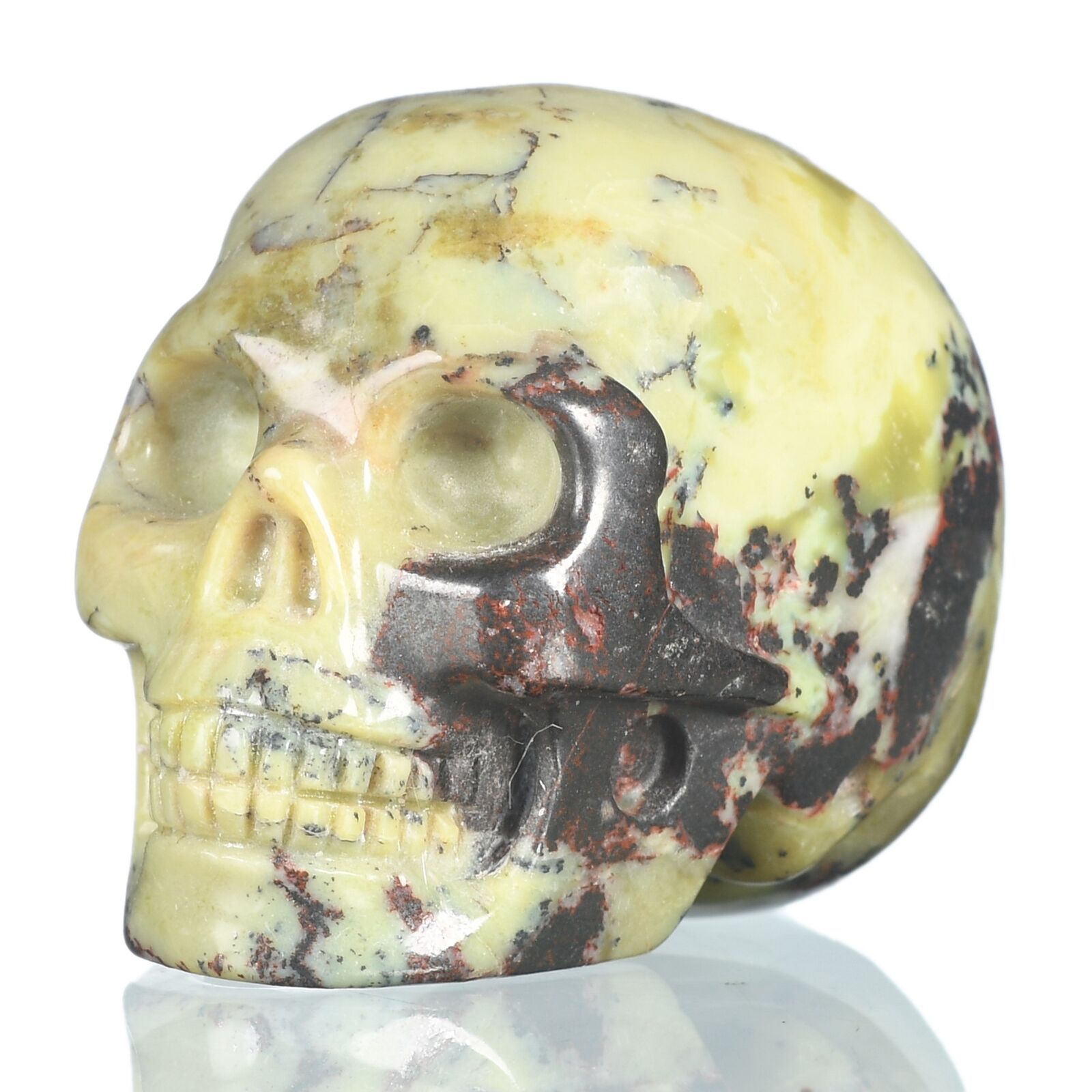 1.89"natural Yellow Turquoise Carved Skull Metaphysic Healing Power #33y05